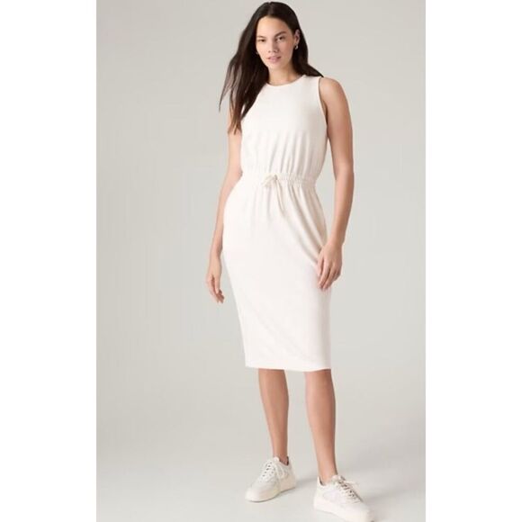 Athleta Seasoft Midi Dress in Magnolia White Size M / NWT - Picture 2 of 8
